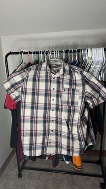 Carhartt Men's 2XL Tall Plaid Short Sleeve Button-Down Shirt Relaxed Fit